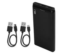 EMOS - Alpha 10S Powerbank 10 000 mAh - Batterie Externe avec passthrough - 2 Sorties USB-A, 1 entrée Micro USB - avec 2 câbles de données USB - on/Off Automatique - pour iPhone, iPad, Smartphone,