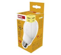 EMOS Ampoule LED A60, 12,4 W, remplace une ampoule à incandescence de 75 W, culot E27, luminosité 1055 lumens, blanc chaud 3000 K, durée de vie de 20 000 heures, IRC min. 80, angle d'éclairage 200 °