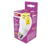 EMOS Ampoule LED A60, 7 W de rechange pour ampoule à incandescence de 60 W, ampoule classique avec culot E27, luminosité 806 lm, blanc chaud 2700 K, durée de vie 30 000 h, IRC min. 80, angle