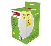 EMOS Ampoule LED Edison G125, 18 W, remplace une ampoule à incandescence de 150 W, globe laiteux avec culot E27 et luminosité 2452 lm, blanc chaud 2700 K, durée de vie de 25 000 heures, IRC > 80