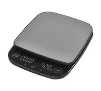 EMOS - Balance à café numérique en acier inoxydable - Balance de cuisine pour barista - Poids maximal de 3 kg - Précision 0,1 g - Fonction tare - Minuterie - Affichage LED - g, lb, oz - Crochet de