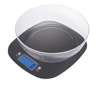 EMOS Balance de cuisine avec échelle/balance numérique avec écran LCD éclairé/fonction tare/balance alimentaire/balance électronique/précision jusqu'à 1 g/capacité de charge 5 kg, noir, 22,3 x 19,8 x