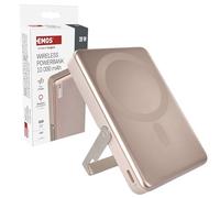 EMOS - Batterie Externe 10 000 mAh WI 1031 avec Aimant - Batterie Externe magnétique avec passthrough et Chargement sans Fil - Port USB-C avec câble de données USB - pour iPhone, iPad, Smartphone