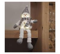 EMOS Bonhomme de Neige à 6 LED - Décoration de Noël - Bonhomme de Neige Assis avec Veste et Bonnet Pointu - Figurine d'hiver éclairée avec Jambes suspendues - 21 x 31 cm - Couleur de lumière Blanc