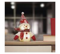 EMOS Bonhomme de Neige LED avec 4 LED, décoration de Noël, Bonhomme de Neige Assis avec écharpe Rouge et Bonnet Pointu, décoration d'hiver éclairée, 18 x 25 cm, Couleur de lumière Blanc Chaud,