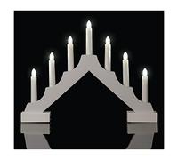 EMOS Bougeoir LED en Bois Blanc - Bougeoir Classique avec 7 Ampoules LED - Fonctionne avec Piles 2 x AA, intérieur IP20 - Fonction minuterie 6/18 h - 35 x 29 cm