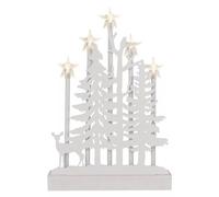 EMOS Bougeoir LED en bois blanc - forêt avec étoiles, minuterie DCAW13