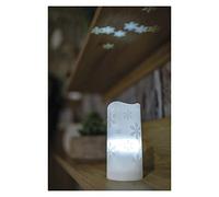 EMOS Bougie LED robuste avec projecteur, motif flocons de neige en blanc froid, dimensions : 7 x 15 cm, alimenté par USB ou par piles (3 x AAA), durée de vie 10 000 heures, IP20 intérieur, DCPC05,