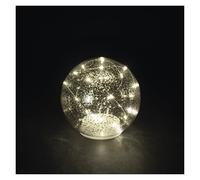 EMOS - Boule en verre LED avec guirlande lumineuse - Décoration de table en verre avec 20 LED, blanc chaud, diamètre 15 cm - Minuteur 6/18 h - Fonctionne avec piles (3 x AA) - Durée de vie : 10 000