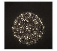 EMOS Boule métallique LED avec 200 LED, blanc chaud, effet scintillant, décoration ronde à suspendre et à poser, câble de 5 m avec bloc d'alimentation, diamètre 20 cm, boule lumineuse pour maison et