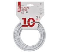 EMOS Câble d'antenne coaxial 10 m blanc pour câblage, TV et satellite, type CB130, câble TV avec blindage 75 dB, résistance 75 ohms