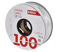 EMOS Câble d'antenne coaxial de 100 m de pour Sat, TV et CCTV, Type CB113, Triple Blindage, câble Satellite avec Blindage 95 DB, résistance 75 ohms