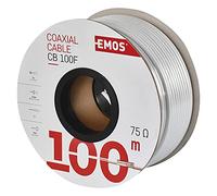 EMOS Câble d'antenne S5141-100 m - Blanc - Câble coaxial pour SAT, TV et CCTV - Type CB100F - Double blindage - Facteur de blindage : 75 dB - Résistance : 75 Ohm
