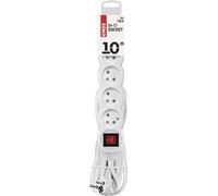 EMOS Câble de rallonge 10 m / 5 prises / avec interrupteur / blanc / PVC / 1 mm2, P1510