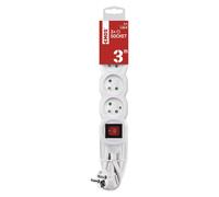 EMOS Câble de rallonge 3 m / 3 prises / avec interrupteur / blanc / PVC / 1,5 mm2, P1313R