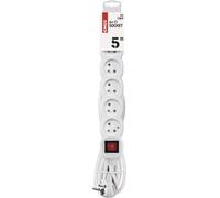 EMOS Câble de rallonge 5 m / 6 prises / avec interrupteur / blanc / PVC / 1 mm2, P1615
