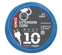 EMOS câble de rallonge d'extérieur, résistant au Gel avec Isolation en Silicone, 10m de câble 1,5 mm2 avec Capuchon de Protection, IP44 étanche pour l'extérieur, l'industrie, Le Chantier