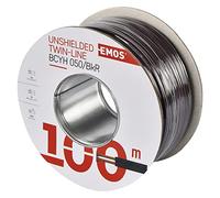 EMOS Câble en cuivre 2 x 0,5 mm² - 100 m - Double fil en cuivre pur pour basse tension - Noir avec marquage polarité