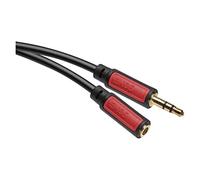 EMOS Câble Jack stéréo Jack 3,5 mm et femelle (M-mâle/F mâle) 5 m Câble AUX/câble audio pour iPhone, smartphone, iPad, tablette, lecteur MP3, lecteur stéréo, casque, noir