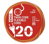EMOS Câble mobile bifilaire 20 m / 1 prise / orange / PVC / 230 V / 1,5 mm2, P01320R