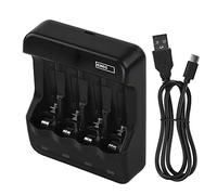 EMOS Chargeur de Batterie 4 cellules 300 mA Universel NiMH, NiCd Chargeur de Batterie pour 1-4 x AAA, AA, câble USB/Micro USB 60 cm, Affichage LED, Protection de la Batterie, Fonctions de sécurité