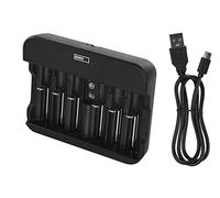 EMOS Chargeur de Batterie NiMH, NiCd pour 6 Batteries, Chargeur Rapide 500 mA pour 1-6 Piles AAA, AA, C, D, 9 V, avec câble USB-C, Affichage LED, Protection de la Batterie, Fonctions de sécurité
