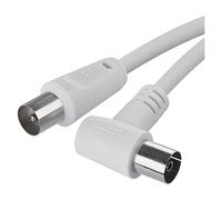 EMOS Câble d'antenne, câble coaxial, câble TV, câble coaxial pour TV numérique, récepteur, SAT, double blindage, câble coaxial droit mâle vers femelle coudé (90 °)