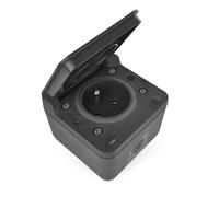 EMOS Cyklone Prise d'extérieur avec couvercle rabattable / prise murale standard française - Étanche IP55 - Pour intérieur/extérieur/pièces humides - Montage mural en saillie - Gris/anthracite