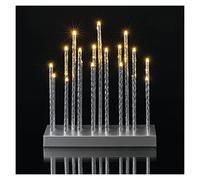 EMOS DCAW02 Bougeoir LED avec 19 Bougies, Effet Brillant argenté, Fonctionne avec 3 Piles AA, intérieur IP20, Fonction minuterie 6/18 h, 28,5 x 25 cm, argenté