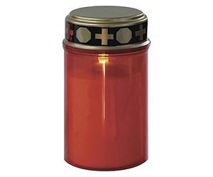 EMOS DCCV19 Bougie funéraire LED avec minuteur, étanche IP44, pour l'extérieur, lampe funéraire, bougie de cimetière, durée de vie de 10 000 heures, 7 x 12,5 cm, rouge