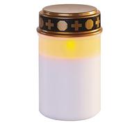 EMOS DCCV21 Bougie funéraire LED vintage avec minuterie, étanche IP44, en plastique, lampe funéraire blanche, à piles, bougie de cimetière, durée de vie de 10 000 heures