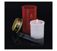 EMOS DCCV22 - Bougie funéraire LED - IP44 - Pour l'extérieur - Rouge - Fonctionne avec piles - Avec tige - Durée de vie de 1500 heures - Plastique - 7 x 12,5 cm