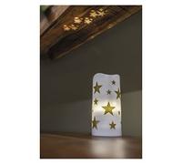 EMOS DCPW03 Bougie LED robuste avec projecteur, motif étoiles, en plastique, blanc chaud, dimensions 7 x 15 cm, fonctionne avec USB ou piles (3 x AAA), durée de vie de 10 000 heures, IP20 intérieur,