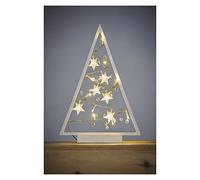 EMOS DCWW27 Sapin de Noël lumineux en bois, 15 LED, lumière blanche chaude, décoration de Noël, IP20 pour l'intérieur, fonctionnement sur piles (2 x AA), durée de vie de 10 0000 h, minuterie 6/18 h,