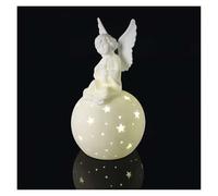 EMOS Décoration LED en céramique Blanche - Ange - Décoration Lumineuse avec Effets d'étoiles Lumineux - pour intérieur - Lumière Blanche Chaude - Fonctionne avec 2 Piles AA Non incluses