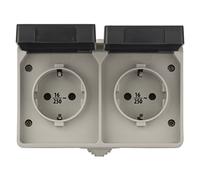 EMOS Schuko Prise de Contact 2 Voies avec Couvercle Rabattable Montage Mural Montage Mural 250 V ~ 16 A Max. Classe de Protection IP44/IP54 Schuko