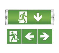 EMOS Éclairage de secours à LED, éclairage de sortie de secours jusqu'à 3 h en mode d'urgence, lumière de secours avec bouton de test manuel, piles incluses, éclairage de secours pour montage mural,