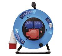 EMOS enrouleur 25 m, 1 CEE + 2 prises, extérieur, protection surchauffe