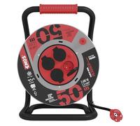 EMOS enrouleur acier 50 m, 4 prises, extérieur, protection surchauffe