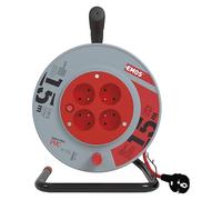 EMOS - Enrouleur de câble 15m - 4 prises French - 230 V, 10 A, 2300 W - isolation PVC de haute qualité - H05VV-F3G 1,0 mm2 - protection contre la surchauffe, frein de bobine - IP20 pour l'intérieur