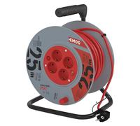 EMOS Enrouleur de câble avec Interrupteur, 25 m avec 4 Prises Schuko 1,5 mm, Tambour intérieur, Classe de Protection IP 20, 3680 W