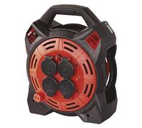 EMOS Enrouleur de câble avec projecteur LED, boîte de câble d'extérieur Schuko et projecteur 20 W, câble en caoutchouc néoprène H07RN-F, IP44 étanche pour extérieur, luminosité 1600 lm, 4 prises