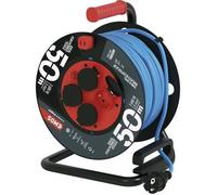 EMOS enrouleur de câble d'exteriéur,résistant au gel avec isolation en PVC durable,50m de câble 1,5 mm2,4 prises avec couvercles