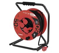 EMOS Enrouleur de câble Professionnel avec câble renforcé, IP44 pour extérieur, 50 m, avec 4 Prises avec couvercles rabattables, 2,5 mm Schuko pour Jardin, Atelier