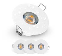 EMOS Exclusive Spot LED Encastrable exterieur, étanche IP44, 5 Watt, 370 Lumen | LED spot Salle de Bain, locaux humides, blanc chaud 3000K | Lot de 3 Spot encastrable extra plat rond, blanc