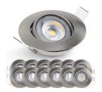 EMOS Spot LED encastrable 230V, 5W / 450lm | Spot LED Extra Plat 50° orientable, blanc chaud 3000K | Lot de 12 Spots de plafond pour l'intérieur, Plafonnier LED encastré, couleur argenté