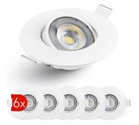 EMOS Spot LED encastrable 230V, 5W / 450lm | Spot LED Extra Plat 50° orientable, blanc chaud 3000K | Lot de 6 Spots de plafond pour l'intérieur, Plafonnier LED encastré, couleur blanc