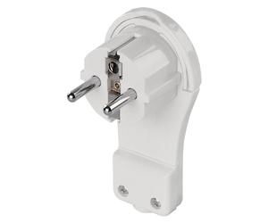 EMOS - fiche coudée Extra-Plate avec Languette - fiche Schuko Plate avec poignée Rabattable - 250 V, 16 A, 3 680 W - pour câble de rallonge à 3 conducteurs jusqu'à 2,5 mm2 - IP20 pour l'intérieur