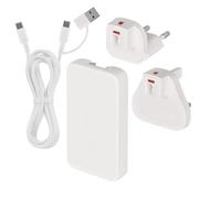 EMOS GaN Adaptateur de Voyage International 65 W avec Prise EU, UK, US | PD Chargeur rapide avec USB-A + C pour ordinateur portable, téléphone portable, prise de charge de voyage avec clip de