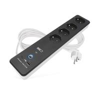 EMOS GoSmart - Bloc multiprise 4 Prises avec WiFi, App, 2 Ports USB-C/USB-A, wattmètre, minuterie et Interrupteur - 2 m - Compatible Alexa, Google Assistant - Standard French